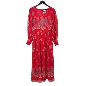 Vintage Floral Maxi Dress Kati at Laura Phillips Womens Small Red Long‎ Boho